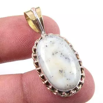 Natural Dendrite Opal 925 Solid Sterling Silver Gift TwoTone Pendant 1.50 e9H32
