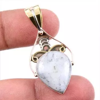 Natural Dendrite Opal 925 Solid Sterling Silver Gift TwoTone Pendant 1.75 m0t26