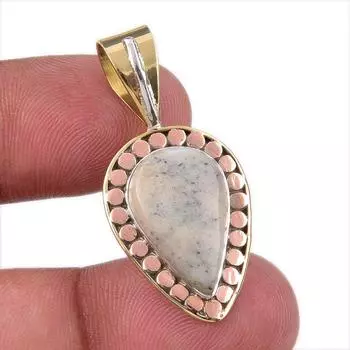 Natural Dendrite Opal 925 Solid Sterling Silver Gift TwoTone Pendant 1.50 Z2K18