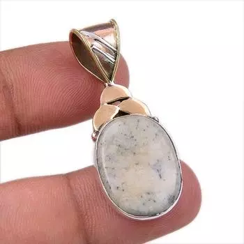 Natural Dendrite Opal 925 Solid Sterling Silver Gift TwoTone Pendant 1.50 c3b50