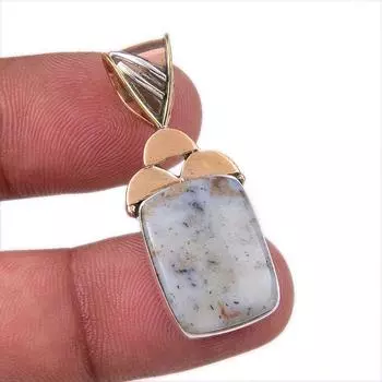 Natural Dendrite Opal 925 Solid Sterling Silver Gift TwoTone Pendant 1.50 A7g46