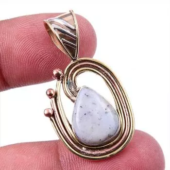Natural Dendrite Opal 925 Solid Sterling Silver Gift TwoTone Pendant 1.50 I1O88