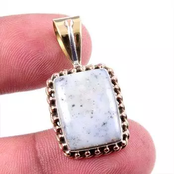 Natural Dendrite Opal 925 Solid Sterling Silver Gift TwoTone Pendant 1.25 q7m86