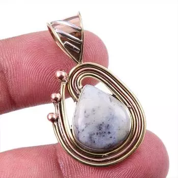 Natural Dendrite Opal 925 Solid Sterling Silver Gift TwoTone Pendant 1.50 T9O79