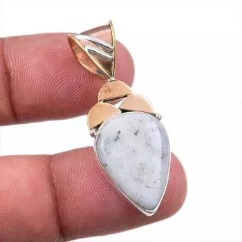 Natural Dendrite Opal 925 Solid Sterling Silver Gift TwoTone Pendant 1.50 w2F55
