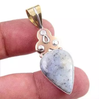 Natural Dendrite Opal 925 Solid Sterling Silver Gift TwoTone Pendant 1.75 E6O95