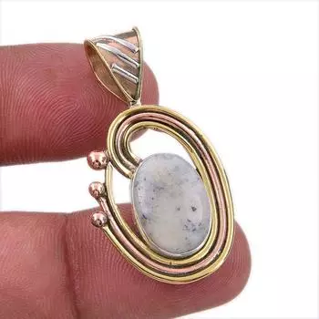 Natural Dendrite Opal 925 Solid Sterling Silver Gift TwoTone Pendant 1.50 S4R09