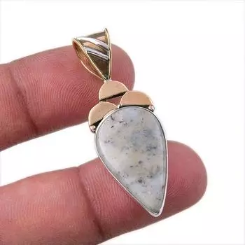 Natural Dendrite Opal 925 Solid Sterling Silver Gift TwoTone Pendant 1.50 N3F32
