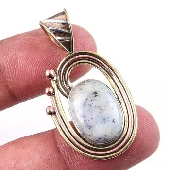 Natural Dendrite Opal 925 Solid Sterling Silver Gift TwoTone Pendant 1.50 G1c53