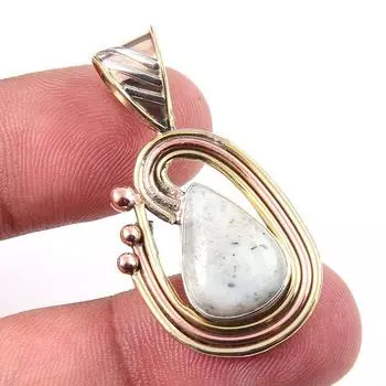 Natural Dendrite Opal 925 Solid Sterling Silver Gift TwoTone Pendant 1.50 B7n23