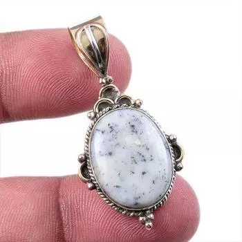 Natural Dendrite Opal 925 Solid Sterling Silver Gift TwoTone Pendant 1.50 h4S47