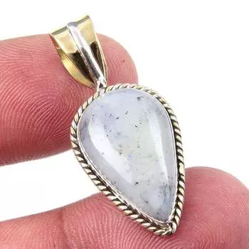 Natural Dendrite Opal 925 Solid Sterling Silver Gift TwoTone Pendant 1.25 b5O27