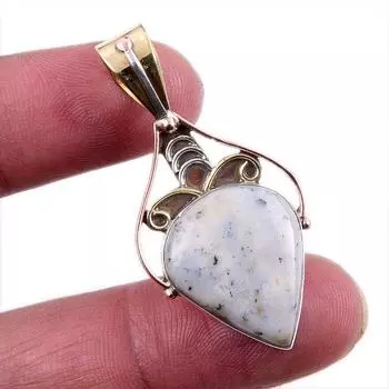 Natural Dendrite Opal 925 Solid Sterling Silver Gift TwoTone Pendant 1.75 k9P49