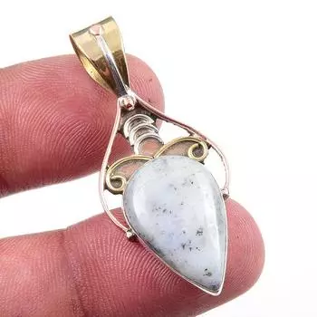 Natural Dendrite Opal 925 Solid Sterling Silver Gift TwoTone Pendant 1.75 e1y11