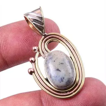 Natural Dendrite Opal 925 Solid Sterling Silver Gift TwoTone Pendant 1.50 C4d32