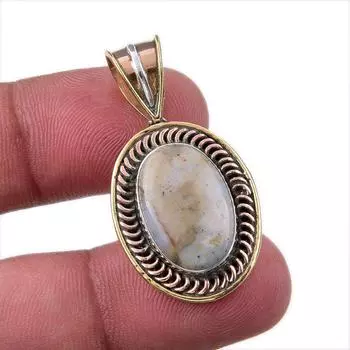 Natural Dendrite Opal 925 Solid Sterling Silver Gift TwoTone Pendant 1.50 T1g33