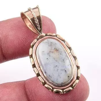 Natural Dendrite Opal 925 Solid Sterling Silver Gift TwoTone Pendant 1.50 r1n86