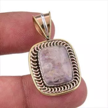 Natural Dendrite Opal 925 Solid Sterling Silver Gift TwoTone Pendant 1.50 y5o03