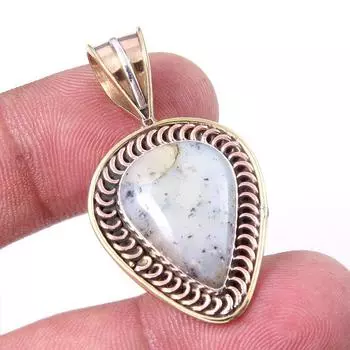 Natural Dendrite Opal 925 Solid Sterling Silver Gift TwoTone Pendant 1.50 D5i99
