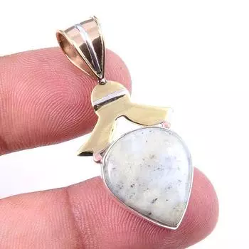 Natural Dendrite Opal 925 Solid Sterling Silver Gift TwoTone Pendant 1.50 p0J18