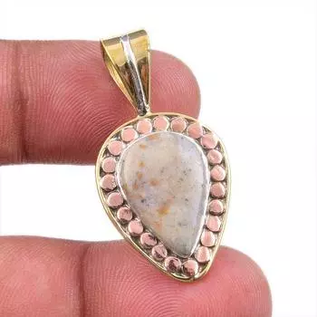 Natural Dendrite Opal 925 Solid Sterling Silver Gift TwoTone Pendant 1.50 B7z08