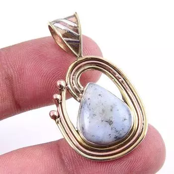 Natural Dendrite Opal 925 Solid Sterling Silver Gift TwoTone Pendant 1.50 k7P10