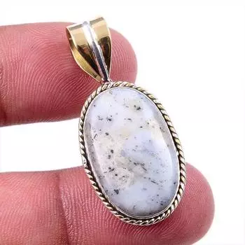 Natural Dendrite Opal 925 Solid Sterling Silver Gift TwoTone Pendant 1.50 f8R40