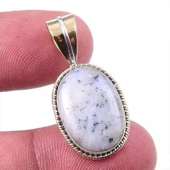 Natural Dendrite Opal 925 Solid Sterling Silver Gift TwoTone Pendant 1.50 Z3i83