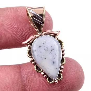 Natural Dendrite Opal 925 Solid Sterling Silver Gift TwoTone Pendant 1.25 i2u60