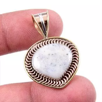 Natural Dendrite Opal 925 Solid Sterling Silver TwoTone Gift Pendant 1.5 A3E63