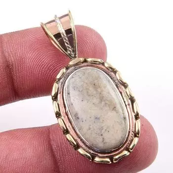 Natural Dendrite Opal 925 Solid Sterling Silver Gift TwoTone Pendant 1.50 W3N60