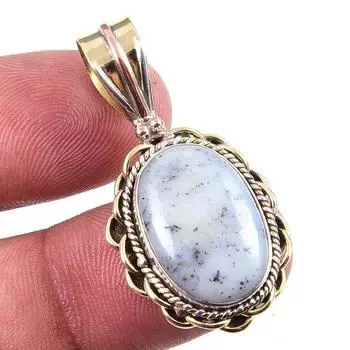 Natural Dendrite Opal 925 Solid Sterling Silver Gift TwoTone Pendant 1.50 P1v96