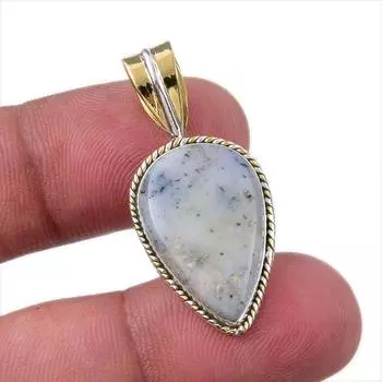 Natural Dendrite Opal 925 Solid Sterling Silver Gift TwoTone Pendant 1.50 p0u41