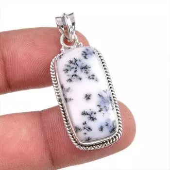 Natural Dendrite Opal Gemstone 925 Solid Sterling Silver Gift Pendant 1.75 z8Z05