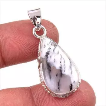 Natural Dendrite Opal Gemstone 925 Solid Sterling Silver Gift Pendant 1.5 P2N18