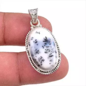 Natural Dendrite Opal Gemstone 925 Solid Sterling Silver Gift Pendant 1.5 H1f90