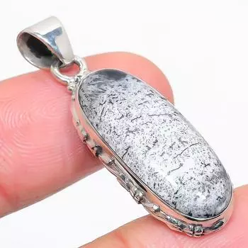 Natural Dendrite Opal Gemstone 925 Solid Sterling Silver Gift Pendant 1.75 q0l32