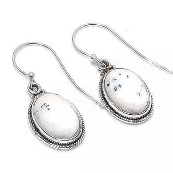 Natural Dendrite Opal Gemstone 925 Solid Sterling Silver Gift Earring 1.25 r8K84