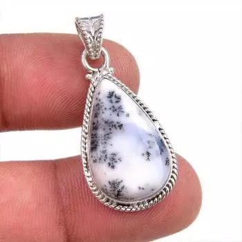 Natural Dendrite Opal Gemstone 925 Solid Sterling Silver Gift Pendant 1.5 i5n25