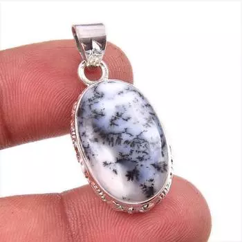 Natural Dendrite Opal Gemstone 925 Solid Sterling Silver Gift Pendant 1.5 E3G90