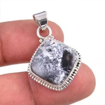 Natural Dendrite Opal Gemstone 925 Solid Sterling Silver Gift Pendant 1.5 o6p54