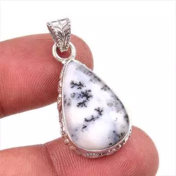 Natural Dendrite Opal Gemstone 925 Solid Sterling Silver Gift Pendant 1.5 A3t21