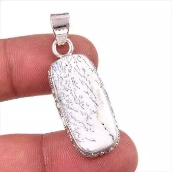 Natural Dendrite Opal Gemstone 925 Solid Sterling Silver Gift Pendant 1.5 W6v02
