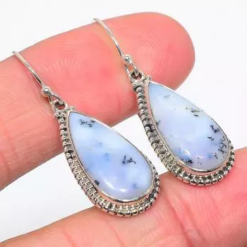 Natural Dendrite Opal Gemstone 925 Solid Sterling Silver Gift Earring 1.50 n7S85