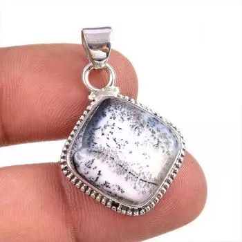 Natural Dendrite Opal Gemstone 925 Solid Sterling Silver Gift Pendant 1.5 v9I31