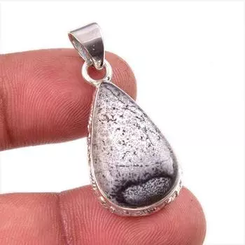Natural Dendrite Opal Gemstone 925 Solid Sterling Silver Gift Pendant 1.5 f7s43
