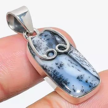 Natural Dendrite Opal Gemstone 925 Solid Sterling Silver Gift Pendant 1.50 R0f73