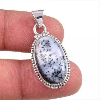 Natural Dendrite Opal Gemstone 925 Solid Sterling Silver Gift Pendant 1.5 V7o27