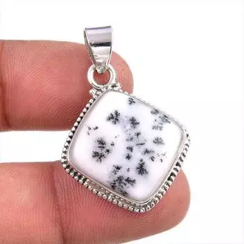 Natural Dendrite Opal Gemstone 925 Solid Sterling Silver Gift Pendant 1.5 L5F15
