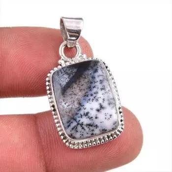 Natural Dendrite Opal Gemstone 925 Solid Sterling Silver Gift Pendant 1.5 Q1y99